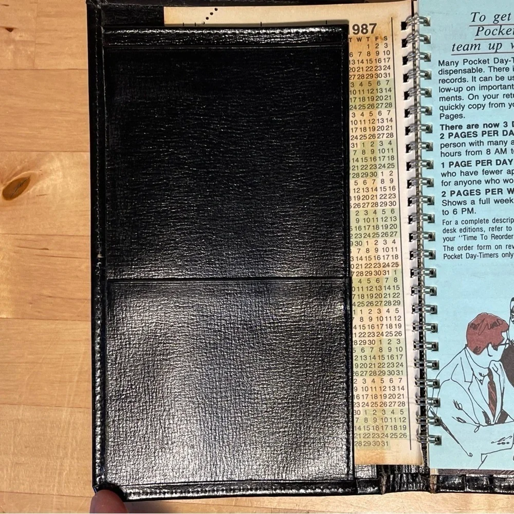 Vintage Day-Timer 1986 Senior Pocket Bonded Leather Planner Made USA
